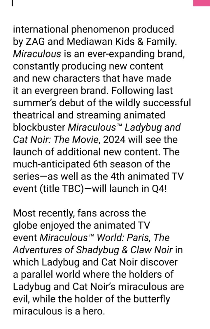 🐞 MIRACULOUS WORLD - NEW SPECIAL + SEASON 6 🌍 According to an article from Licensing Magazine, the new special (title to be confirmed) along with Season 6 are both set to be released in Q4 2024.
