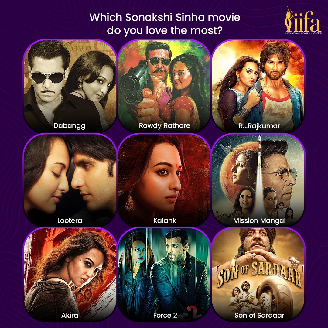 If you still haven't watched these films of the stunning #SonakshiSinha, this is your sign to binge-watch them! 🤩 Tell us your favourite film in the comments. 🍿🎥 #IIFA #Bollywood #MovieCollage