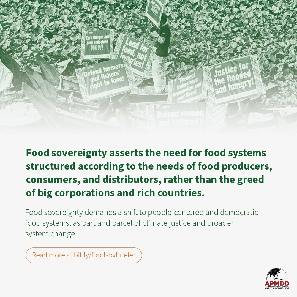 Asian peoples have long had an alternative to profit-driven and planet-wrecking food systems: #FoodSovereignty. Its solution to the food and climate crises is simple - food systems where the people, who care about the planet, are in charge. Read more: bit.ly/foodsovbriefer