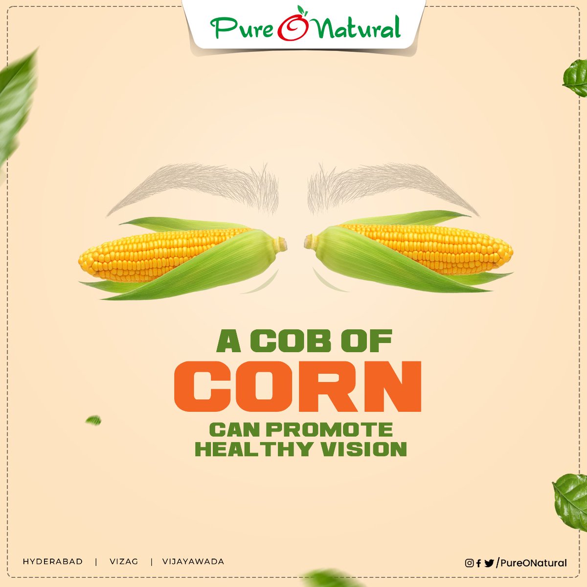 A cob of corn, can promote a healthy vision 🌽

#PureONatural #Vijaywada #Vishakhapatnam #Hyderabad #Corn #Eye #CornBenefits