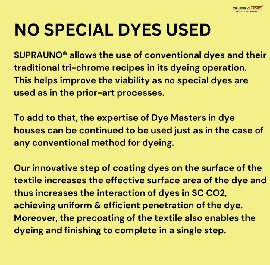 suprauno's tweet photo. 🌍Revolutionizing Textile Dyeing with SUPRAUNO®!

Check out the advantages of using SUPRAUNO® waterless dyeing and finishing technology!

Read more here - https://t.co/FWlAcLPxYU

#waterlessdyeing #innovation #sustainable #ecofriendly #textiles #technology #suprauno https://t.co/WTRRJv0KeG