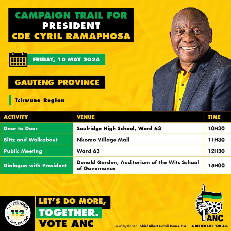 Today, The Greatest Ground Force is on the Ground. His Excellency President Cyril Matamela Ramaphosa. #VoteANC2024