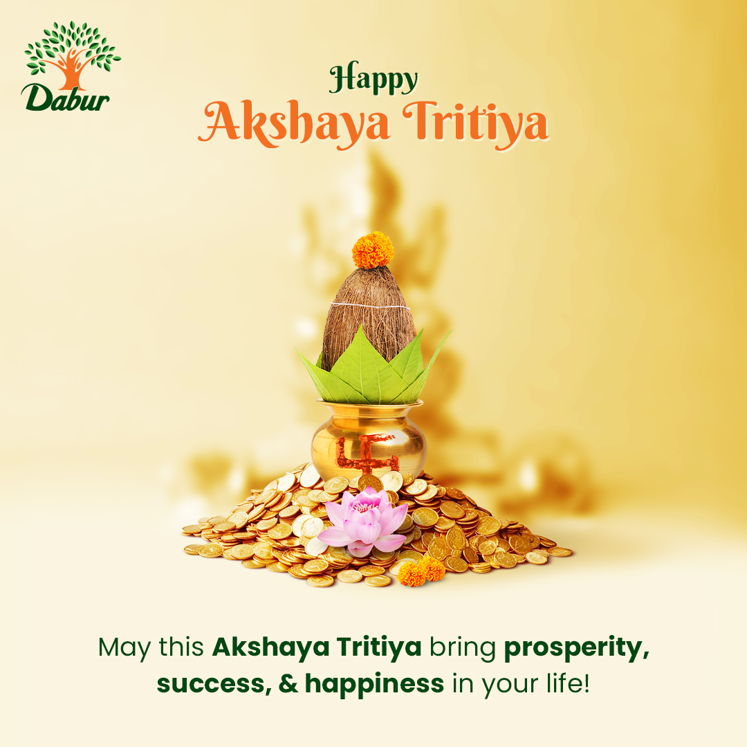 Let the auspicious energies of Akshaya Tritiya bless you with the strength to overcome challenges and the courage to chase your dreams relentlessly. Wishing all members of the Dabur family a blessed Akshaya Tritiya filled with love and prosperity. #AkshayaTritiya #Dabur