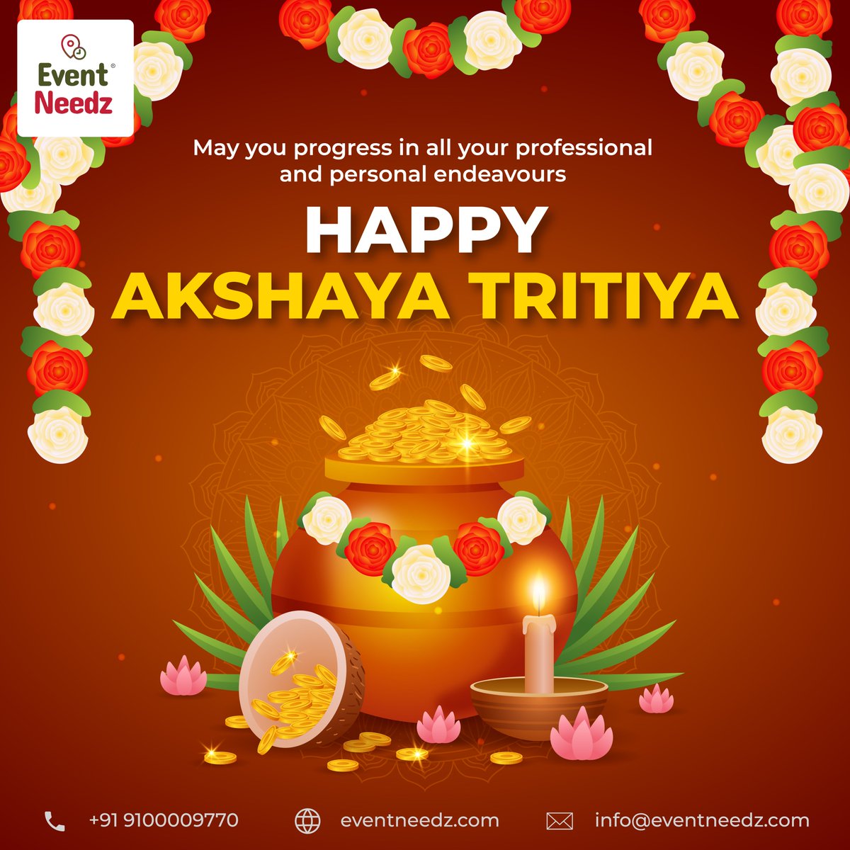 Embrace the auspicious vibes of Akshaya Tritiya! May this day bring endless blessings and prosperity into your life. 

📷eventneedz.com
📷+91 9100009770

#AkshayaTritiya #Blessings #Prosperity #eventplanner #eventdecor #eventneedz #Events #theEZway #eventplanning