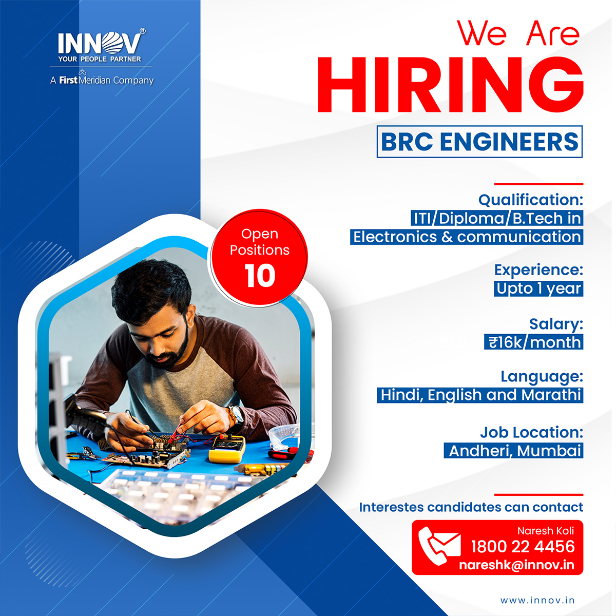 Innovsource2004's tweet image. We are hiring BRC Engineers.

If interested, visit innovsource.com or contact our HR team.

Note: Innovsource Does Not Charge Money for Job Offers.

#EngineeringJobs #JobsInIndia #JobsInEngineering
#FreshersJobs #WeAreHiring #Innovsource #Innov