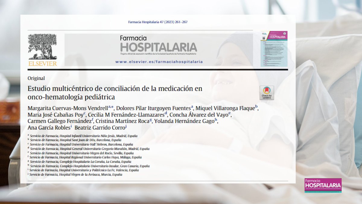 Estudio multicéntrico de conciliación de la medicación en onco-hematología pediátrica <a href="/GEFP_SEFH/">GEFP</a> <a href="/CarmenGallego7/">Carmen Gallego</a> <a href="/ceciliamfll/">Cecilia Martinez FLL</a> <a href="/gedefo_sefh/">GEDEFO</a> #RevistaFarmaciaHospitalaria #HospitalPharmacy revistafarmaciahospitalaria.es/es-estudio-mul…