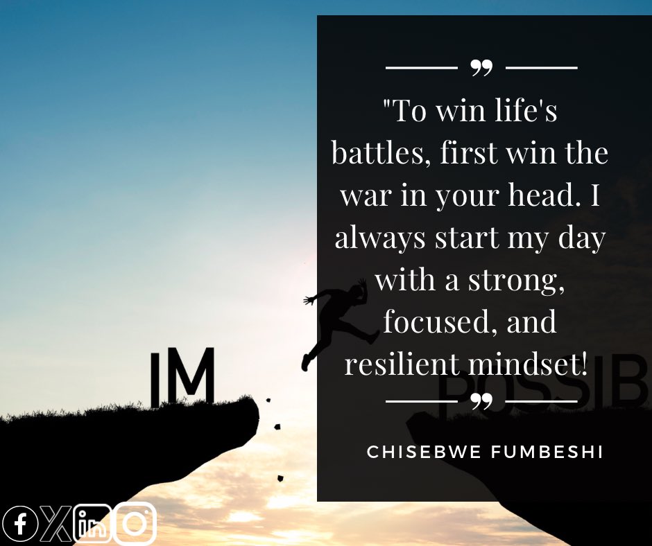 To win life's battles, first win the war in your head. I always start my day with a strong, focused, and resilient mindset! 

#MindsetMatters #StayStrong #FocusOnResilience