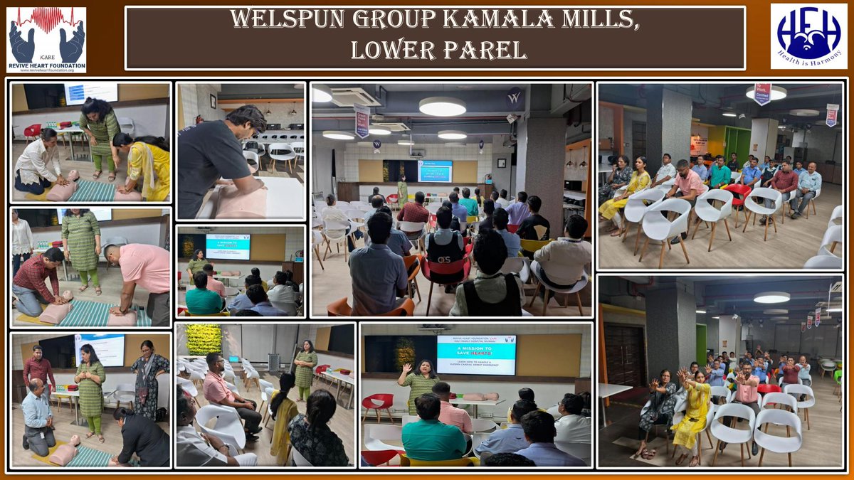 A workshop on #SuddenCardiacArrest was held for the employees of Welspun Group, Kamala Mills Lower Parel by Revive Heart Foundation 

We had 50+ attendees 

#CPRYourSuperpower #ChalYaarSeekheinCPR #MoHFW_INDIA #timesnow #CNN #Indiatoday #WelspunGroup #KamalaMills #LowerParel