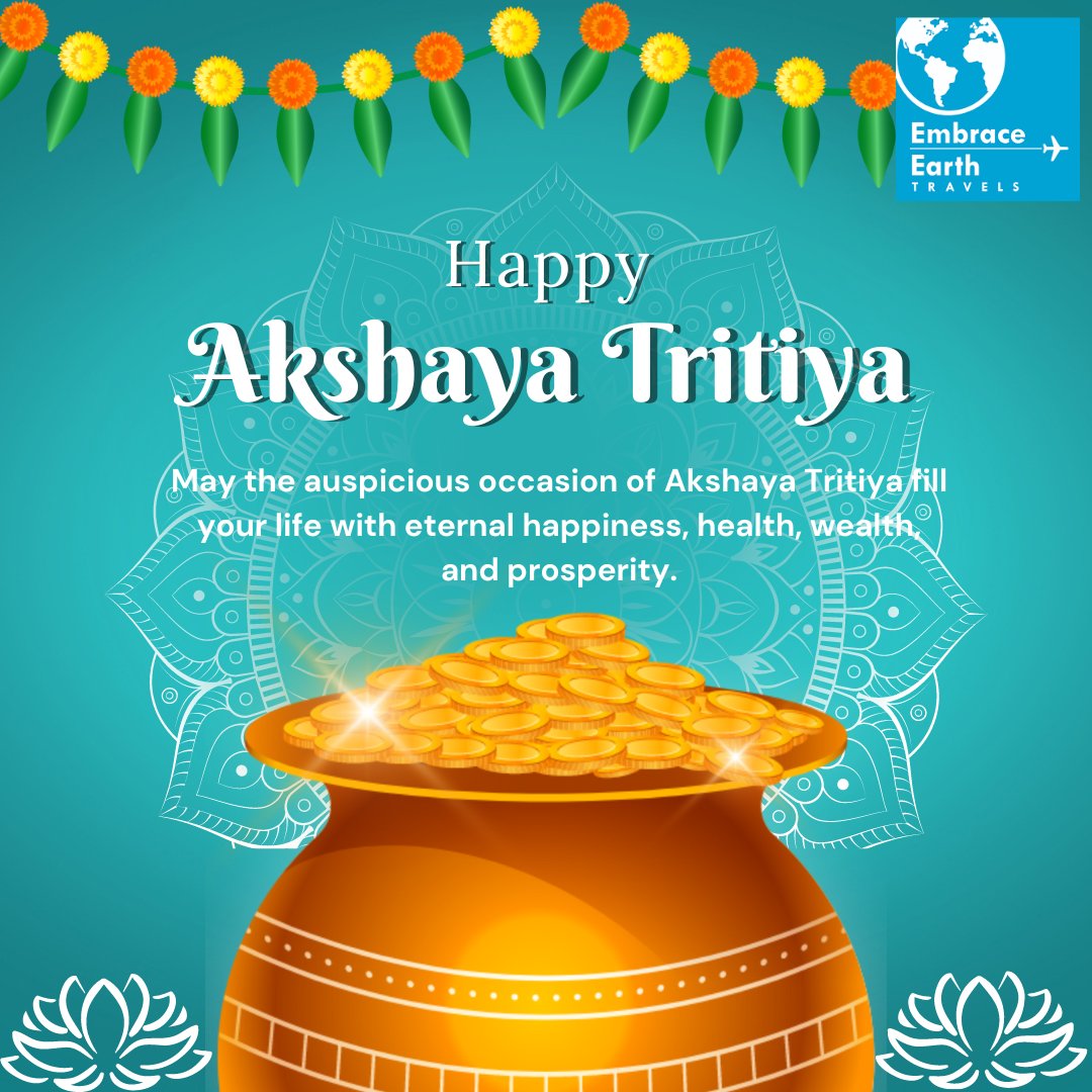 EmbraceT83482's tweet photo. Celebrate the auspicious occasion of Akshaya Tritiya with Embrace Earth Travels! 🌟 May this day bring prosperity, success, and abundance to all. Wishing everyone a joyous Akshaya Tritiya from our team! #AkshayaTritiya #Prosperity #celebration https://t.co/pMHEC56JS1
