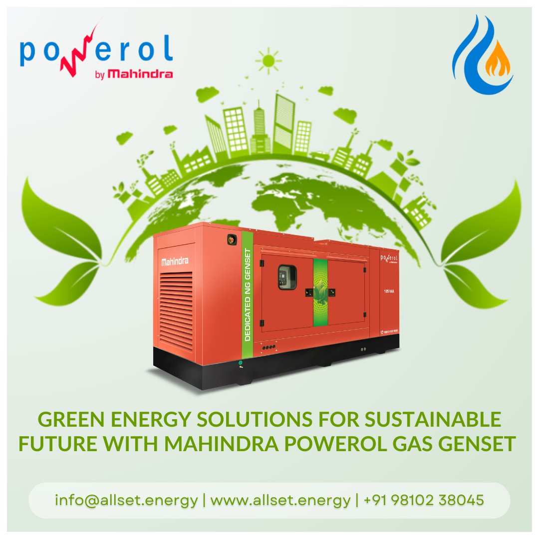 Upgrade to our eco-friendly gensets for clean and reliable energy. Enjoy a brighter future with no harmful emissions.

#GasGenset #PowerGeneration #SustainableEnergy #BackupPower #FutureofEnergy #EnergyEfficiency #EnergySolutions #MahindraPowerolGasGensets #AllsetEnergy