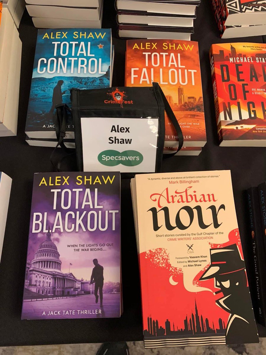 alexshawhetman's tweet image. A few photographs of #CrimeFest day one. I moderated a panel, happily found my books in the festival bookshop (including #ArabianNoir) and then, accompanied with a few beverages, ate a curry. #Crimefest2024 @CrimeFest