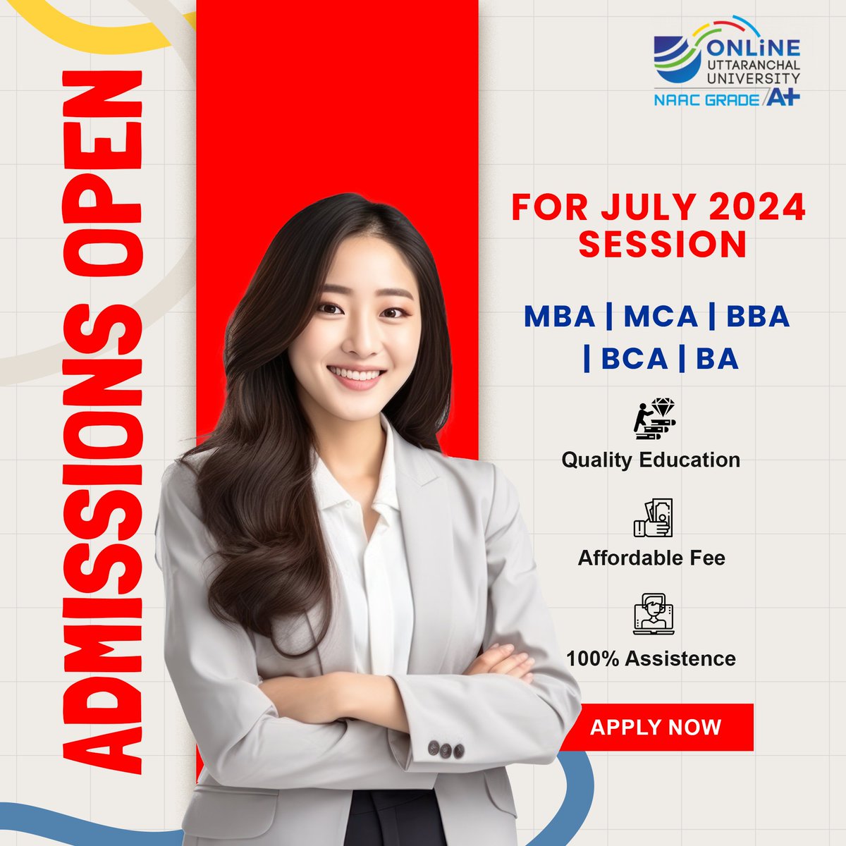 Seeking excellence in education? Look no further! Our July 2024 admissions are open for MBA, MCA, BBA, BCA, & BA programs. 

For any further queries, reach us at
Contact details- +91- 8336889553
WhatsApp:- wa.me/message/TINDX5…

#EduKyu #UttaranchalUniversity #OnlineCourses