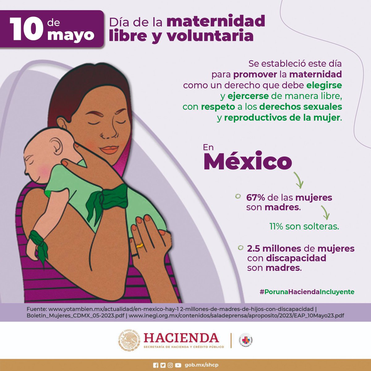 La maternidad es un derecho que debe elegirse y ejercerse de manera libre.
  
#EfemérideHacienda 🗓️
#PorUnaHaciendaIncluyente