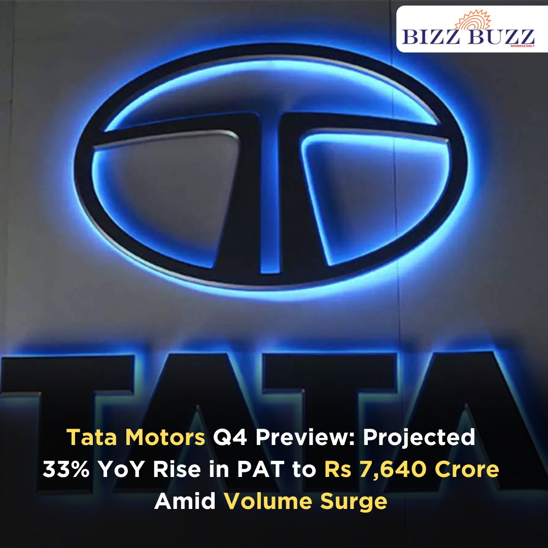 Tata Motors Q4 net profit: Rs 7,640 crore, up 33% YoY. Revenue: Rs 1,16,051 crore, 14% increase based on three forecasts.

#tatamotors #tata #netprofit #revenue #tax #pat #highervolume #electriccar #india #bizzbuzz