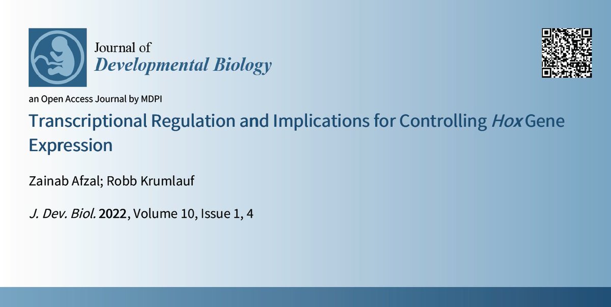 📌High-cited paper from EBM 
📝Title: #Transcriptional Regulation and Implications for Controlling #Hox Gene Expression
mdpi.com/1442534
#mdpijdb
#DevBio
#gene
@MDPIOpenAccess