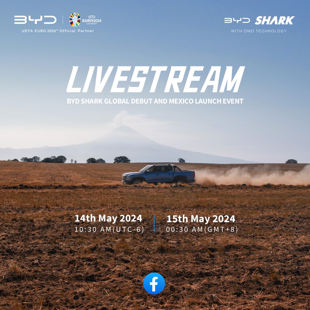 Mark your calendars for the global debut and launch event of the BYD SHARK in Mexico City, Mexico, happening on May 14th at 10:30 AM (UTC-6). 

👀 Stay tuned for the live stream and be part of this exciting unveiling!

#BYD #BuildYourDreams #BYDSHARK