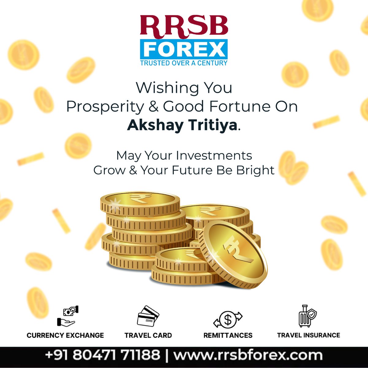 May your Akshay Tritiya be filled with wealth and prosperity! Here's to golden opportunities and successful exchanges. Happy Akshay Tritiya!

#rrsbforex #akshaytritiya #prosperity #goodwishestoall