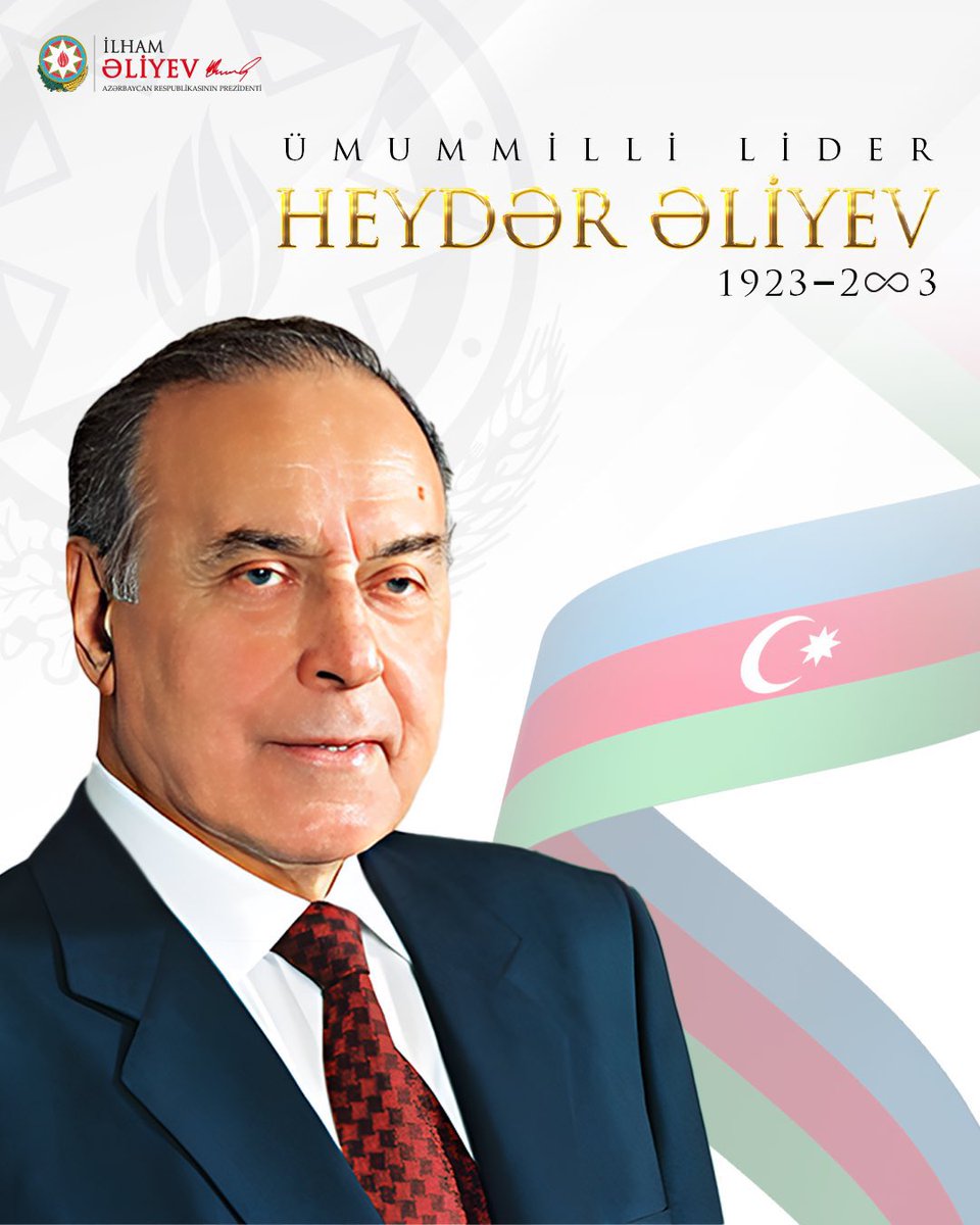 With deep respect, esteem and gratitude, we remember the memory of the great leader Heydar Aliyev who had exceptional merits in restoring our independence, state-building, and recognition of our country throughout the world. #HeydarAliyev101