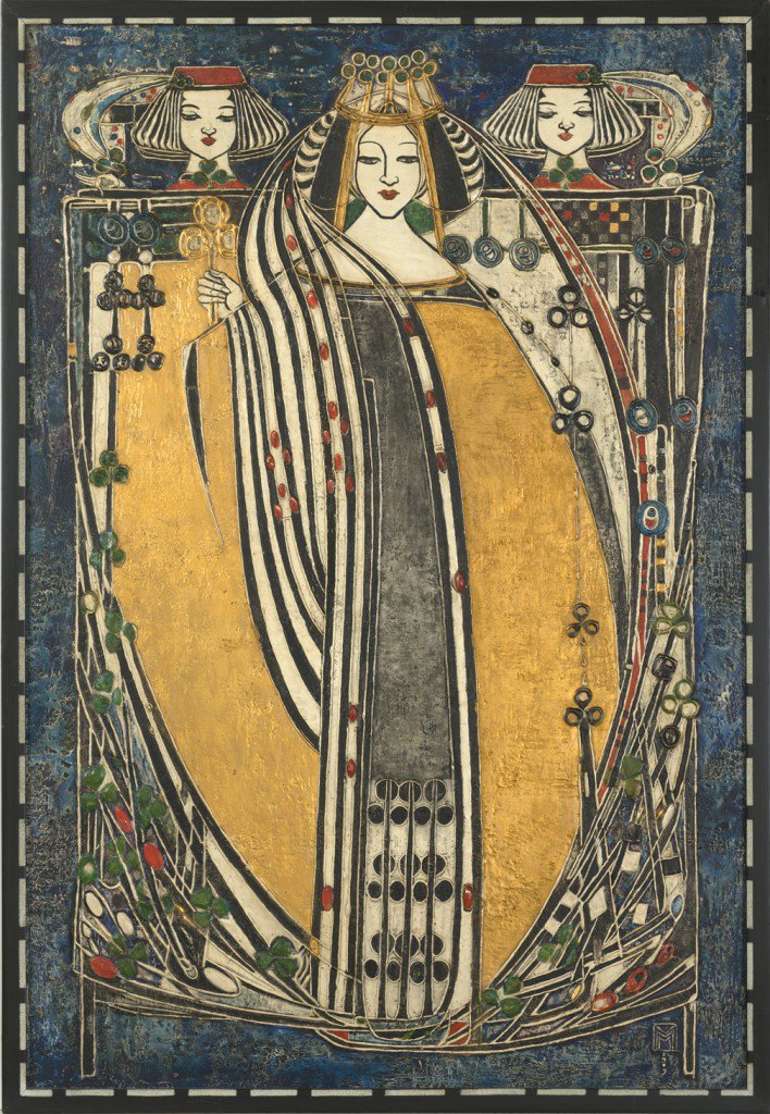 Queen of Clubs, 1909, by Margaret Macdonald, one of the defining artists of the Scottish Arts and Crafts Movement #womensart