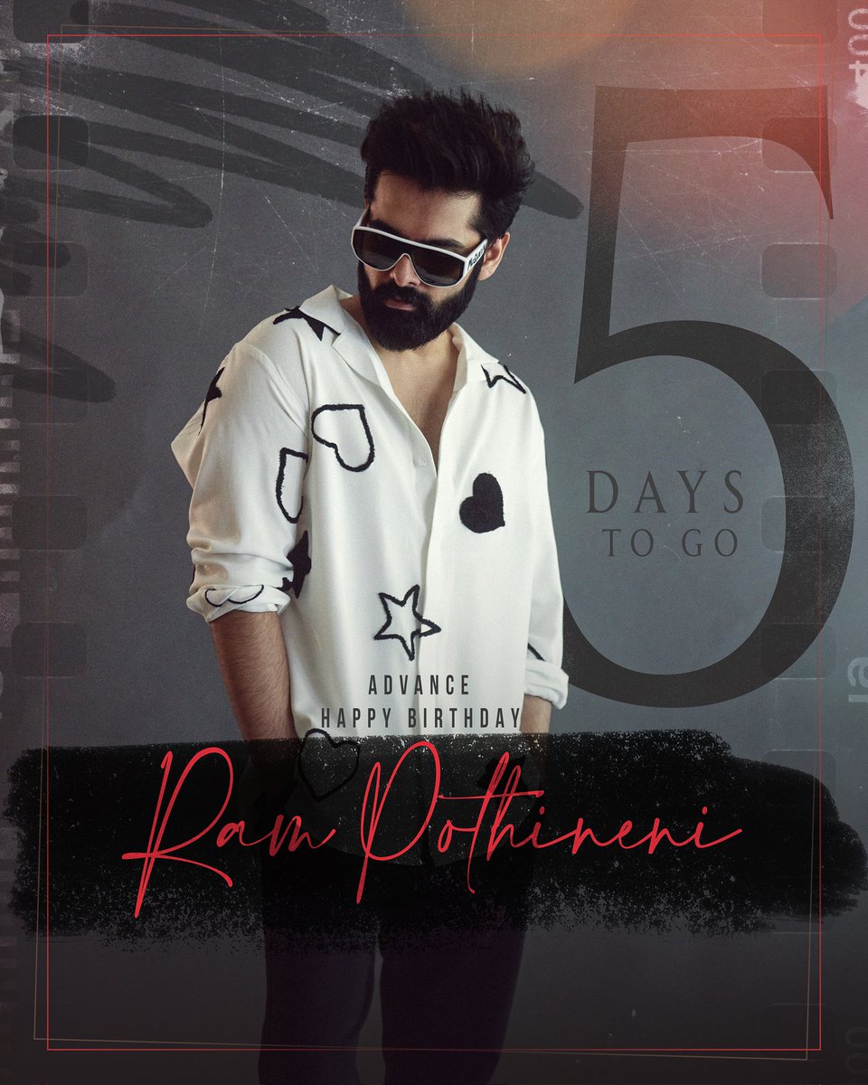 Just 5️⃣ days to go for the energetic @ramsayz's birthday bash! 💥❤️‍🔥 

#RAPO #RAmPOthineni #DoubleISMART