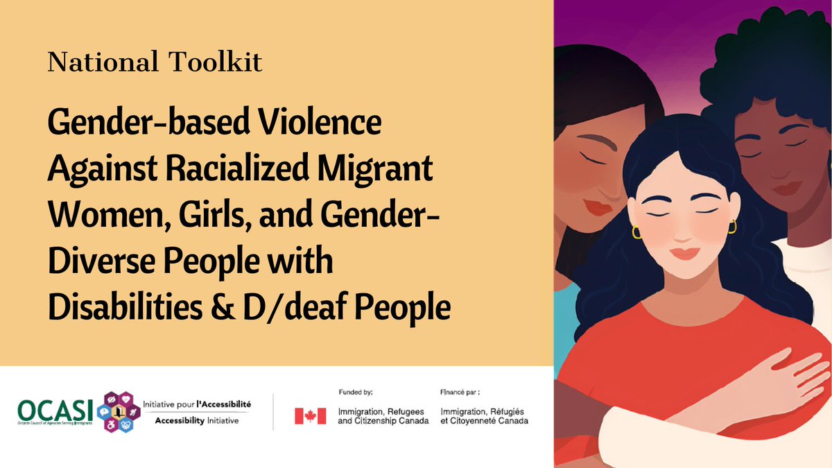 🌟New Toolkit from @OCASI_Policy @ocasi_access! This toolkit aims to enhance the capacity of service workers to support racialized im/migrant and refugee women, girls, and gender-diverse people with disabilities and D/deaf people experiencing violence: drive.google.com/file/d/1mQea12…