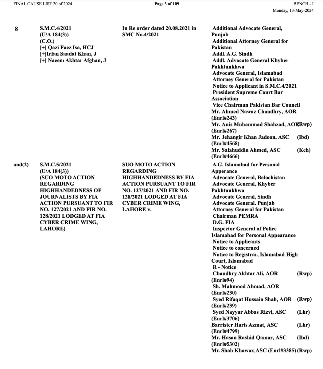 FariehaAziz's tweet photo. My petition before the SC challenging the constitution of the JIT &amp; issuance of notices by the FIA in connection to "campaign against superior judiciary" has been numbered (C.P. 22/2024) &amp; clubbed for hearing with the other cases &amp; has been fixed for hearing on Mon, May 13, 2024 https://t.co/q5KsVvVsfw