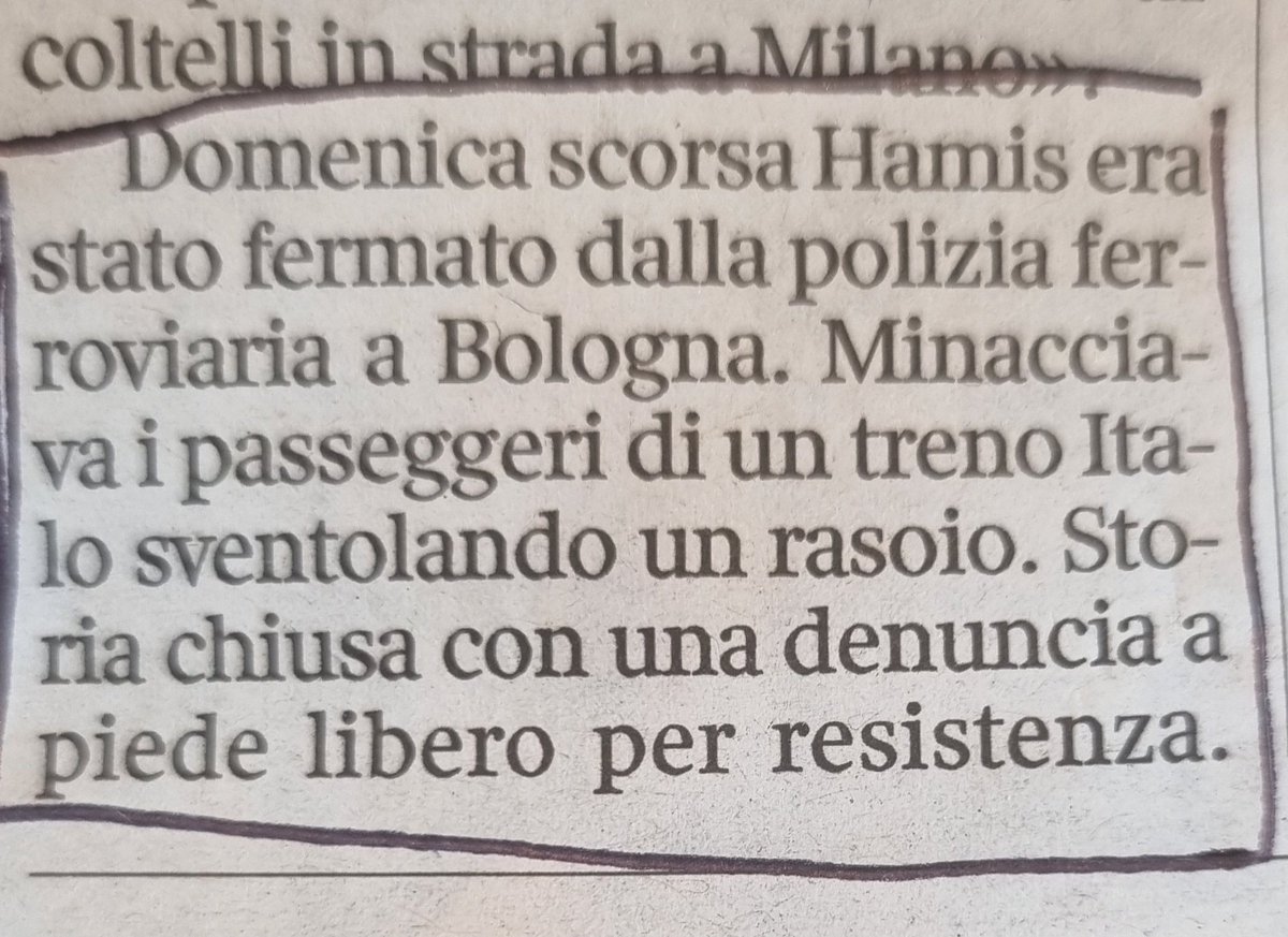 Questa per me è la parte più assurda della vicenda dell'uomo che ha accoltellato il poliziotto a Milano. Cinque giorni fa poteva essere fermato. Oggi non saremmo a questo punto. #Rassegnati