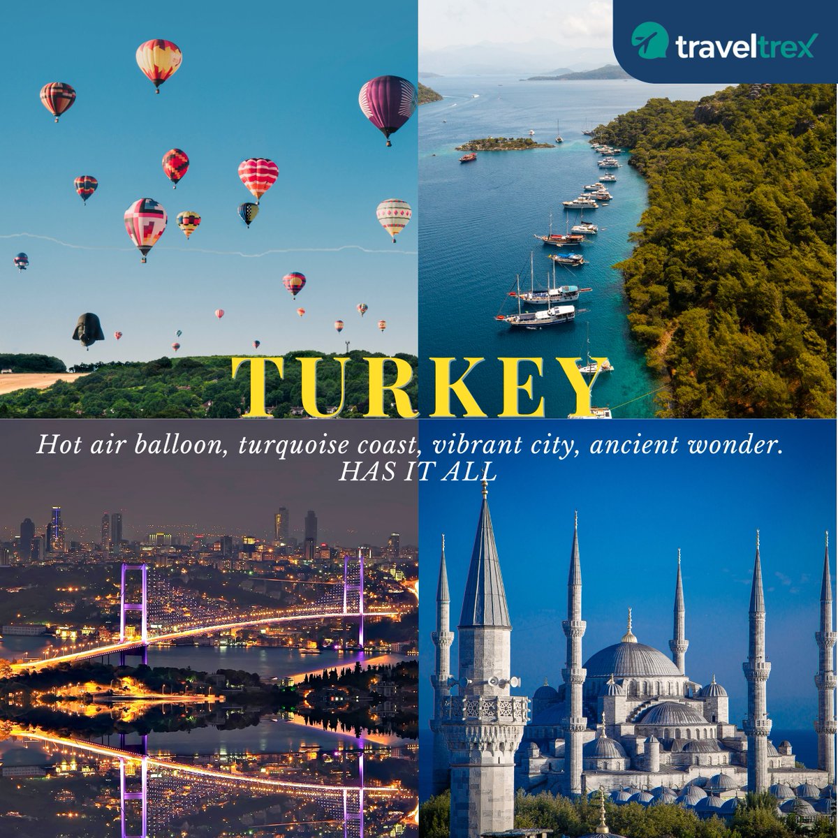 Calling all adventurers! 🇹🇷 TURKEY's got your back
#traveltrex #travelwithtraveltrex #adventurecalling #travelgoals #timetoexplore #adventureawaits #trending #tourism #adventureenthusiasts #besttoursandtravels  #traveltips #customtravel #travelgram #wanderlust