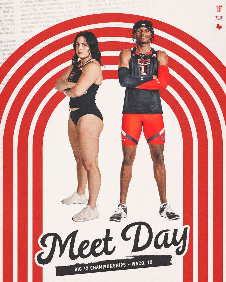 MEET DAY ‼️ @Big12Conference Outdoor Championships Day 2⃣ 📍 Clyde Hart Track and Field Stadium ⏰ 9:15 am 📊 wreckem.co/3V21fSh 📺 ESPN+ #WreckEm | #Big12TF