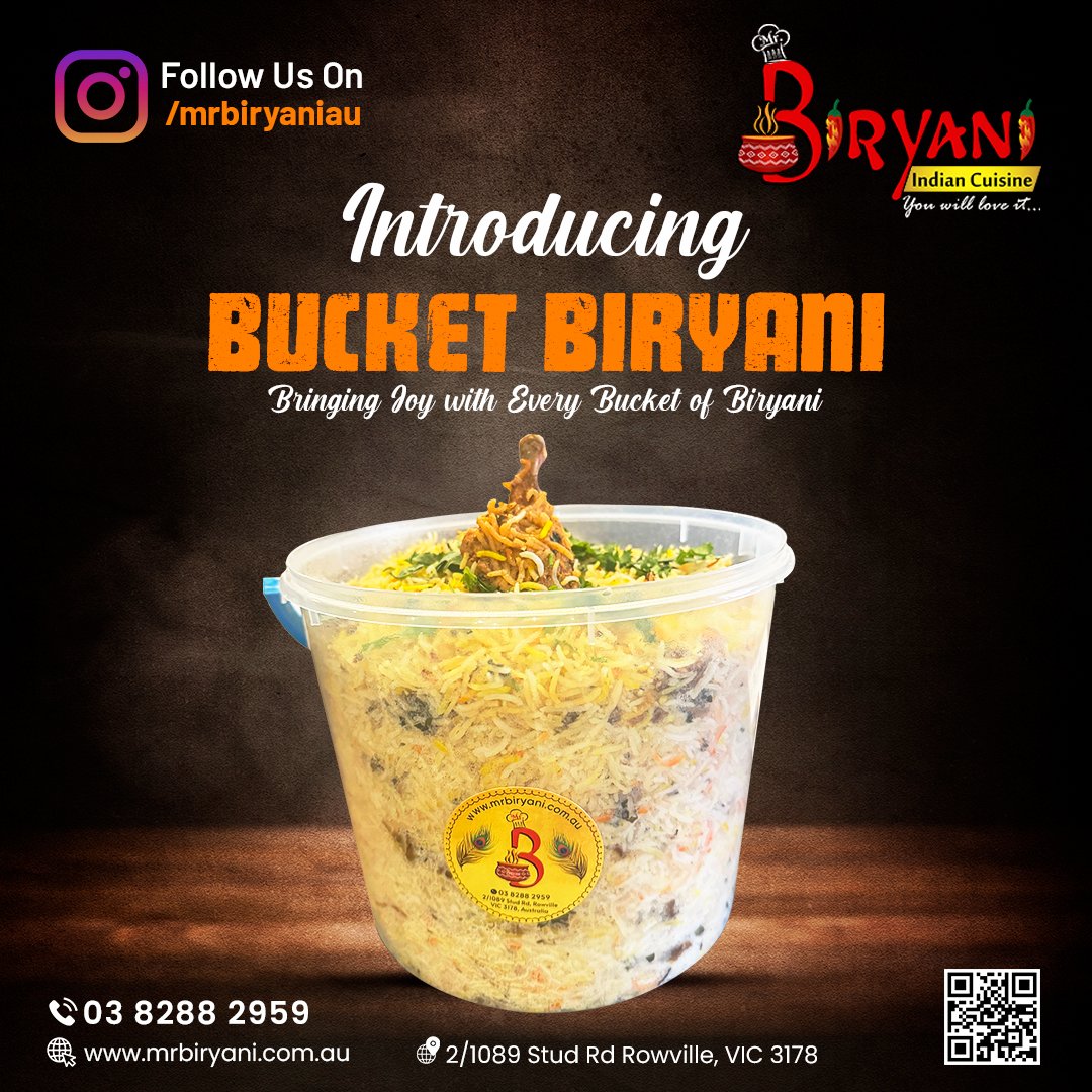 Biryani lovers, rejoice! Our Bucket Biryani is here to make your taste buds dance with joy. Get ready for an explosion of flavors
#BucketBiryani #BiryaniLovers #FoodAdventure #MrBiryani #HyderabadBiryani #indianrestaurant