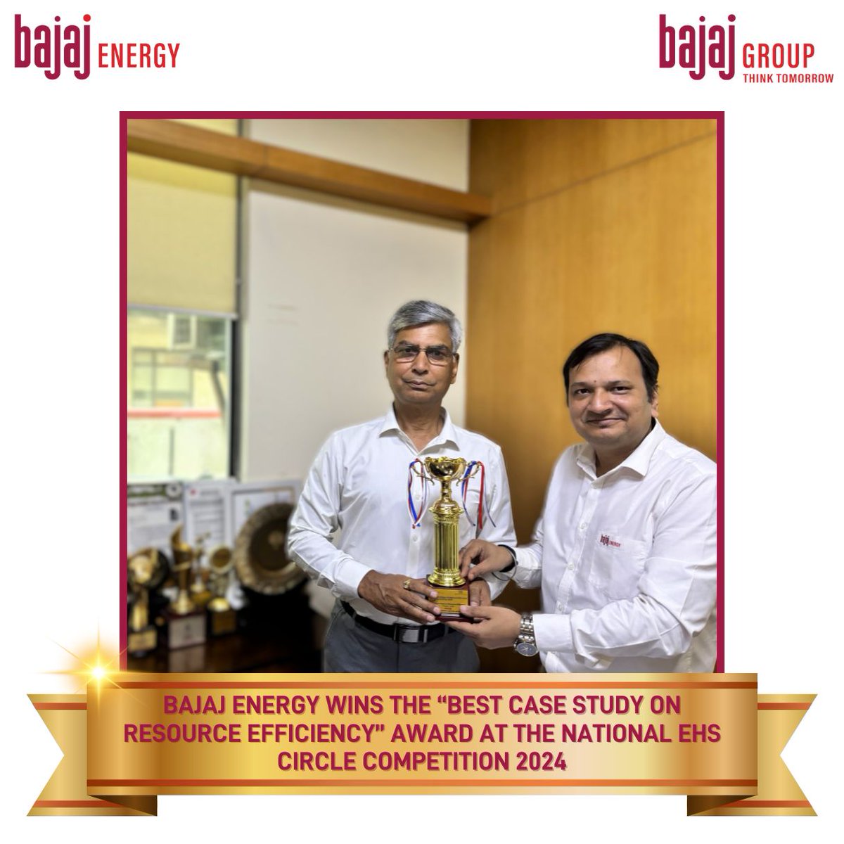 🏆 Proud moment for Bajaj Energy Limited! 

We're thrilled to announce that we've been honored with the 'Best Case Study on Resource Efficiency' Award at the National EHS Circle Competition 2024 by CII. 🌟