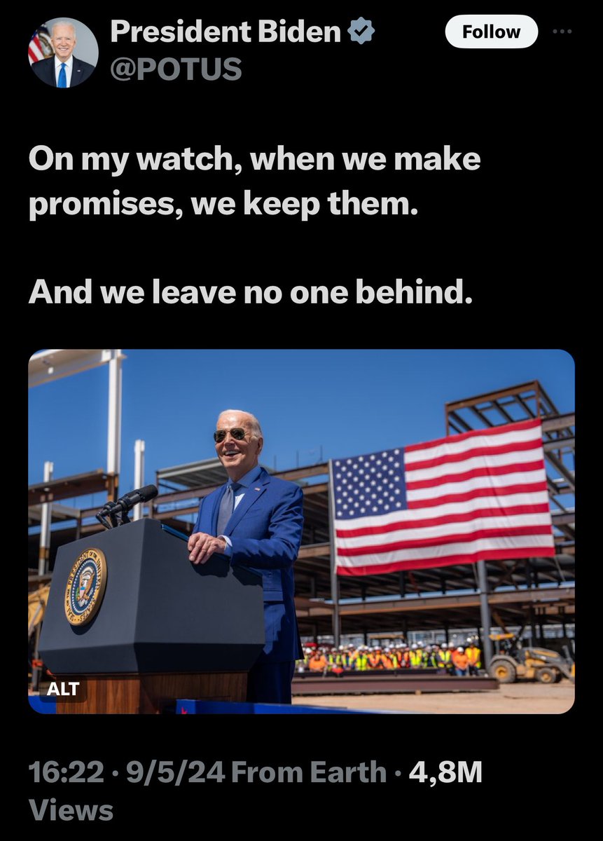 Watch? @JoeBiden @POTUS You can barely stay awake … As for promises … with your spine made of rubber, and your constant, arbitrary and capricious change of mind, as well as you being non compos mentis 99% of the time, we did not need 4 years to learn that your promises are as