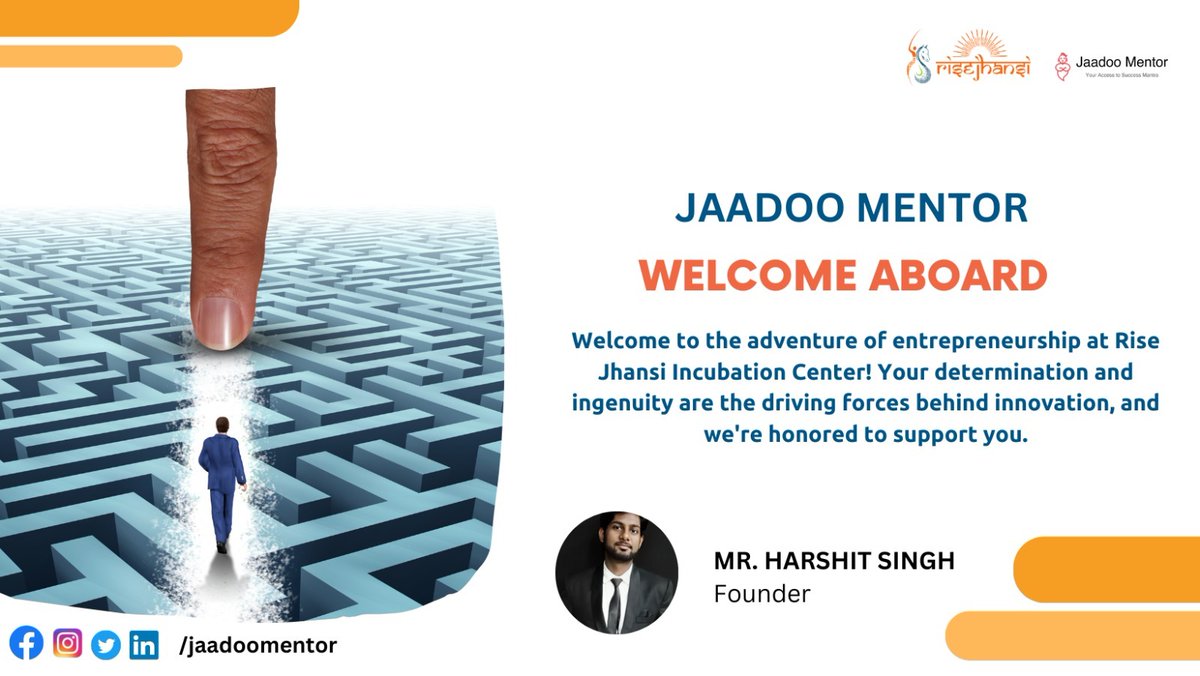 🎉 Welcome, Jadoo Mentors, to Rise Jhansi Incubation Center! 🌟 Let's weave magic into entrepreneurship and create unforgettable success stories together! ✨ #JadooMentors #Innovation #RiseJhansi #IncubationCenter #StartupSuccess #Congratulations
