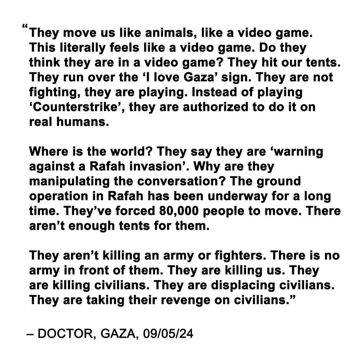 As international governments show just how weak their Rafah ‘red lines’ really are, a doctor in Gaza describes what the current Israeli onslaught feels like to those on the receiving end.