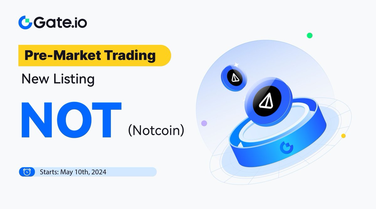 Notcoin(NOT) Pre-Market Trading is Live on #Gateio Now! @thenotcoin ⏰Trading has already been enabled. Trade at: gate.io/pre-market/NOT Find more details: gate.io/article/36498 #PreMarketTrading #NOT