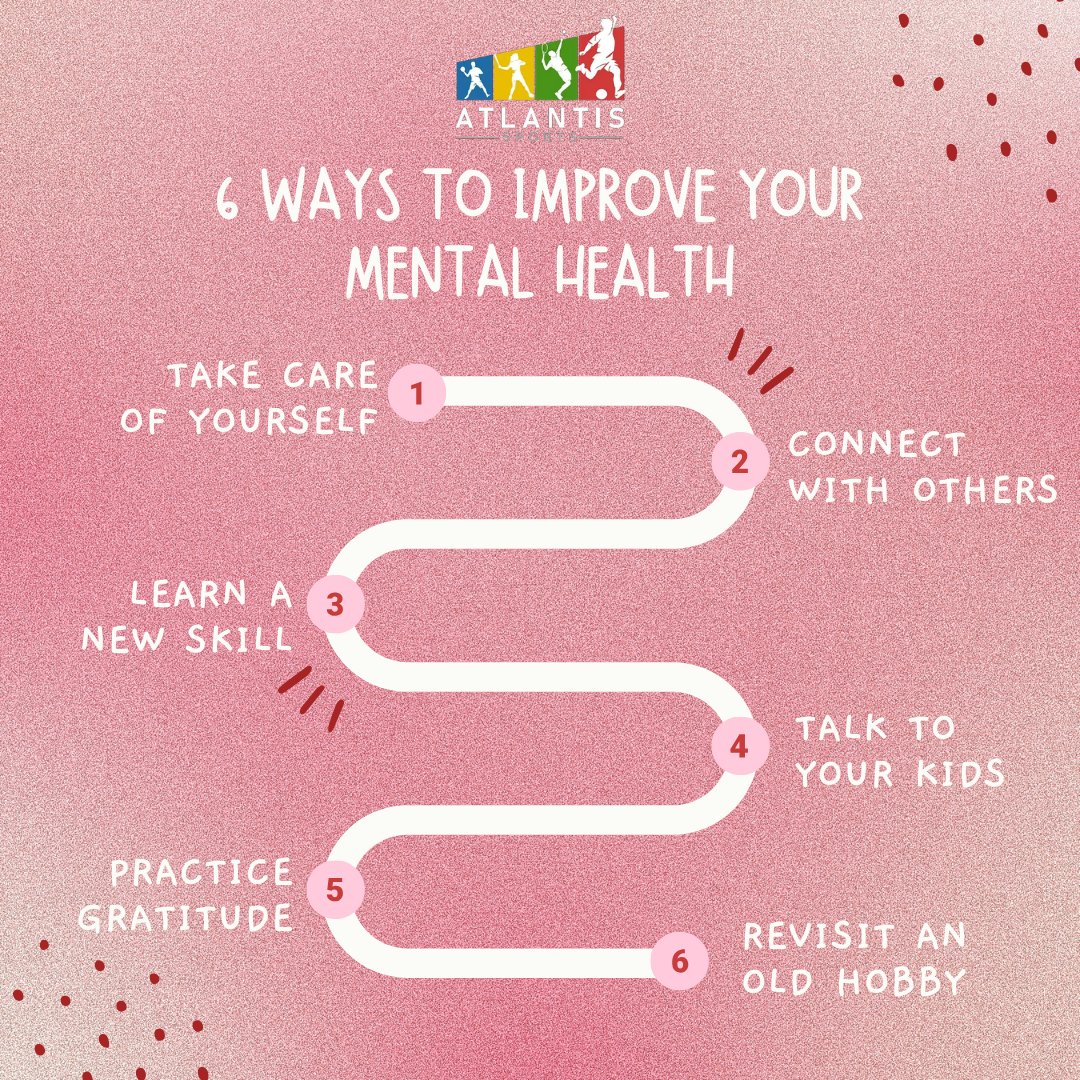 Boost your mental well-being with these six simple tips! 🧠💪 

#MentalHealth #WellnessTips #SelfCare #Mindfulness #HealthyHabits #PositiveVibes 
#Positivity #Mindset #AtlantisSports #FeelGoodFriday