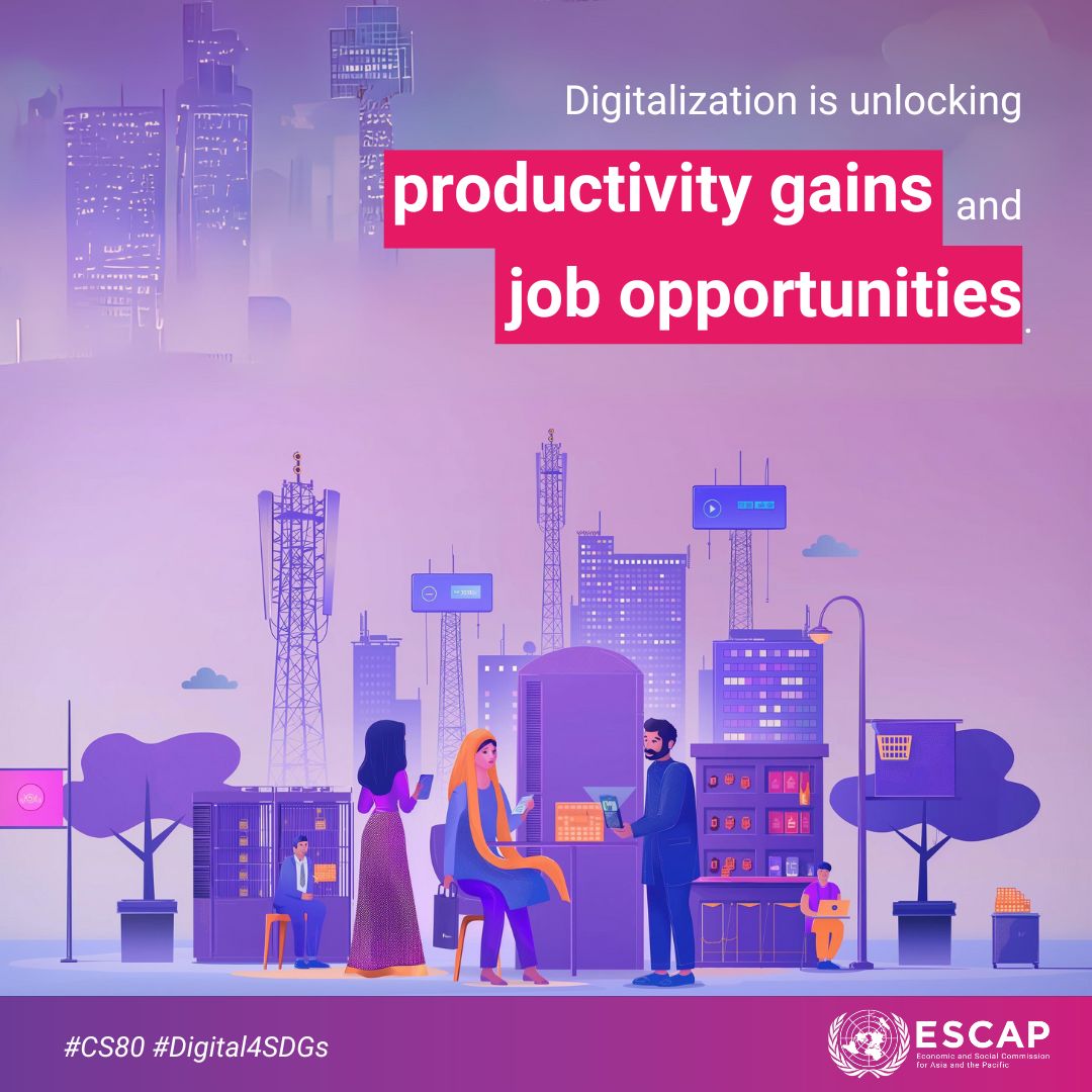 Digitalization is revolutionizing the services sector, boosting tradability thereby opening up incredible growth prospects, especially for smaller economies. It's unlocking productivity gains and job opportunities! 🌟💼 #CS80 #Digital4SDGs For more: buff.ly/3QjZj4O