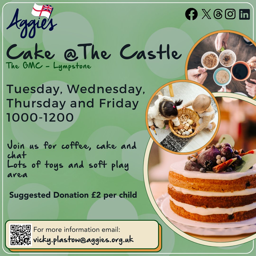 Today from 1000 with Vicky at the GMC in Lympstone... Time for CAKE! pop in for a chat, or email vicky.plastow@aggies.org.uk if you need more information