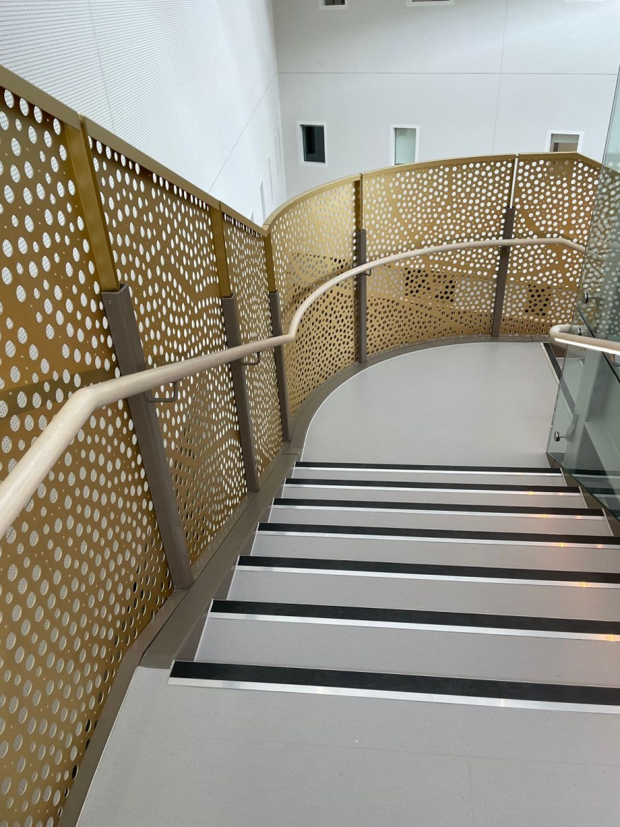 Absolutely delighted to receive photos showing our luxury timber handrails in a prestigious hospital project in London. We supply a number of specialist joinery firms with continuous timber handrails dry-jointed and ready to be installed by their teams