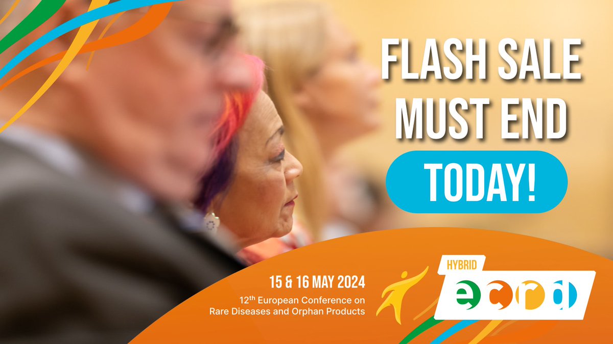 This is your last chance to benefit from the Europe Day Flash Sale and get a 15% discount on your #ECRD2024 tickets by using the code ECRD2024_EUROPE15 at checkout! 🇪🇺 Secure your tickets by 4:00pm CEST, TODAY 👉 go.eurordis.org/hVPVPA