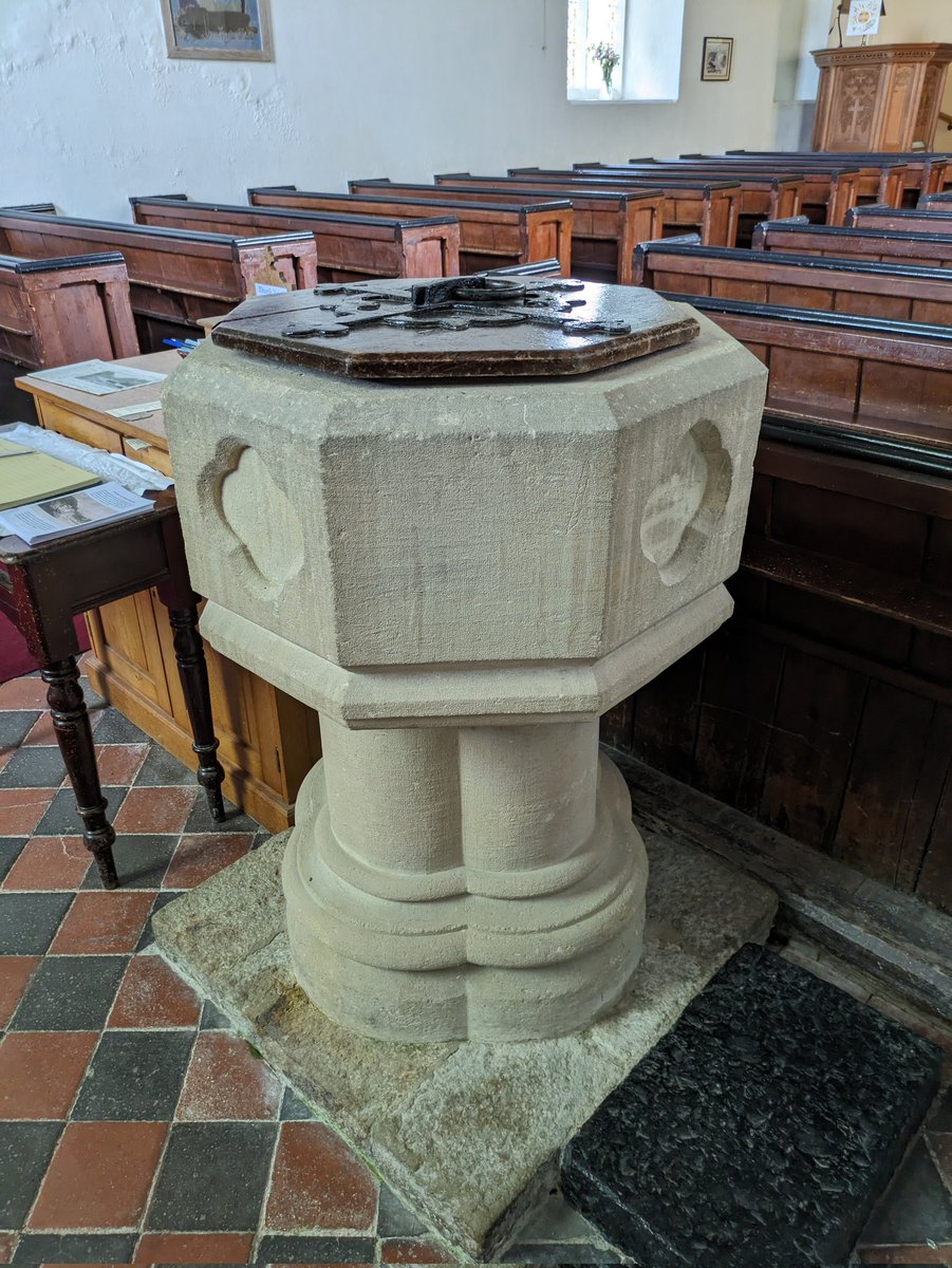 The font at St Brynach's, Dinas Cross by R K Penson 1860. #FontsOnFriday