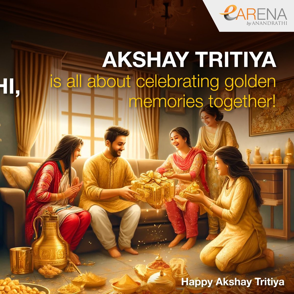 Have a golden, glorious, and gleeful Akshay Tritiya!! 
Swipe to celebrate all the sunhere bonds we share on this auspicious day🪙➡️

#AkshayTritiya #HappyAkshayTritiya #golden #gold #May10 #topical #moment #eARENA #eARENAbyAnandRathi #AnandRathi