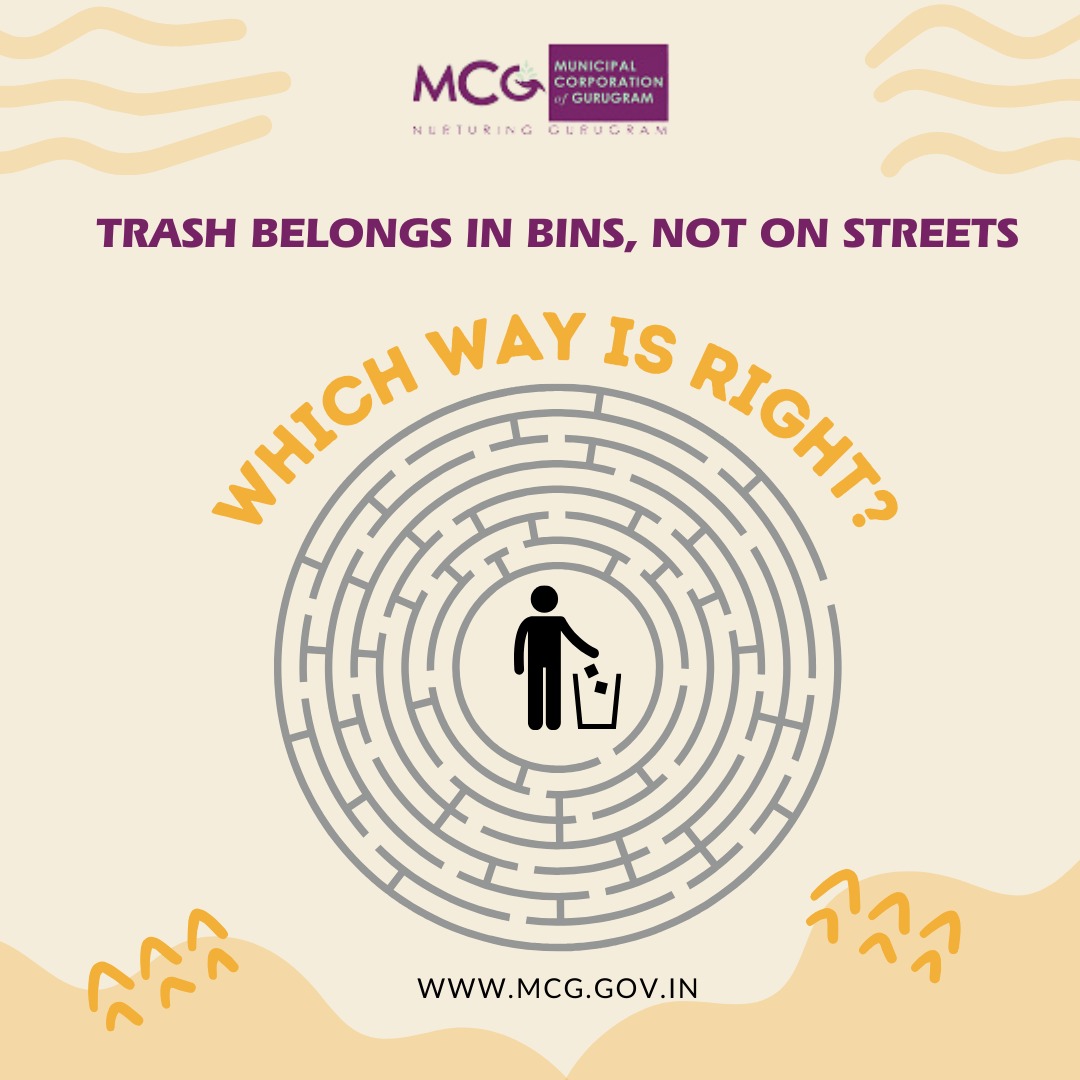 Trash belongs in bins 📷 Keep our streets clean and green! 📷 Let's all do our part to #cleanstreets #GreenLiving 📷 #gurugramcity #haryana