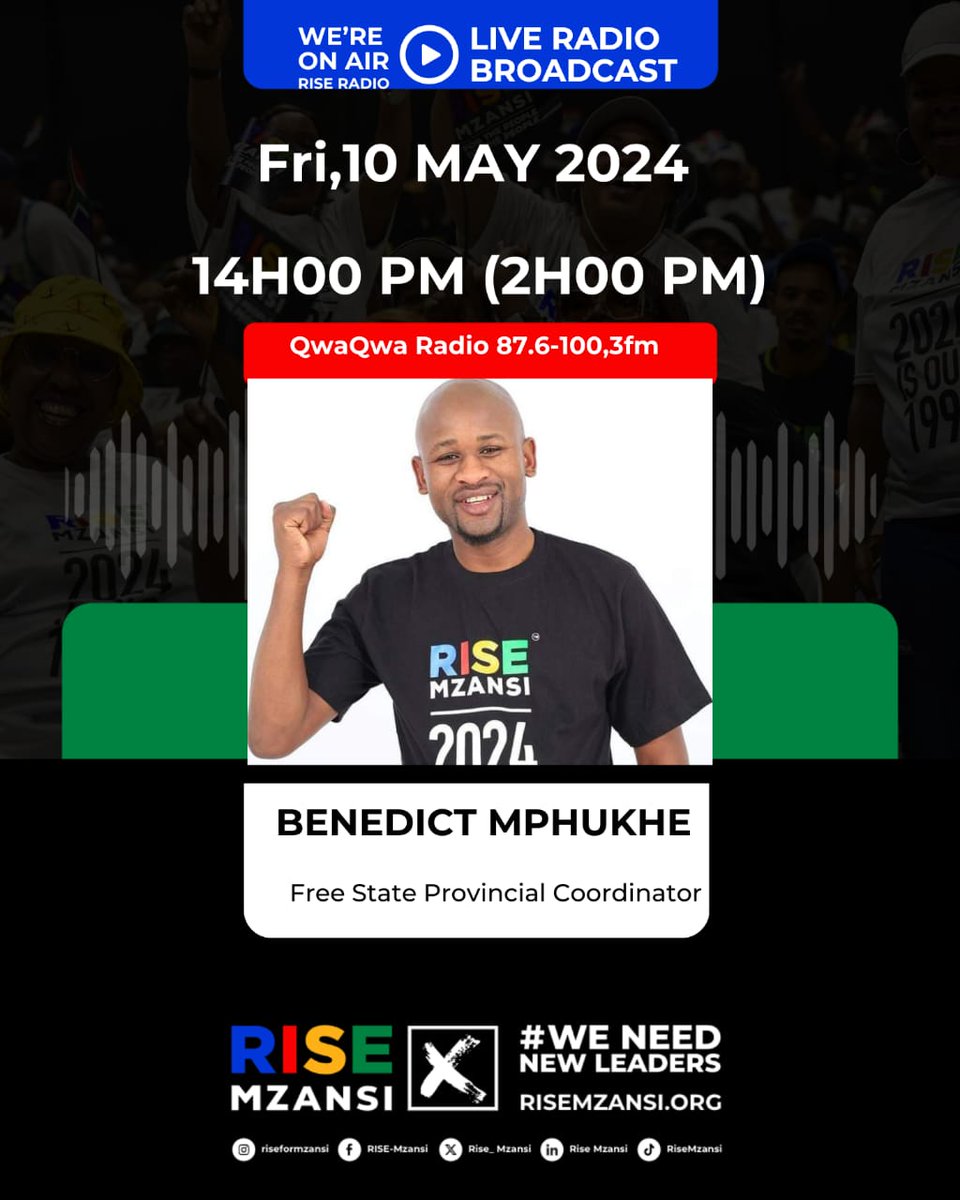 Today we are found in Kgubetswana-Clarens on Qwaqwa FM. We carry @Rise_Mzansi  manifesto with us and proudly share it with the people, we do this because Rise Manifesto is the most realistic and genuine Manifesto in SA.  #PeoplesManifesto 
#WeNeedNewLeaders #VoteRISEMzansi