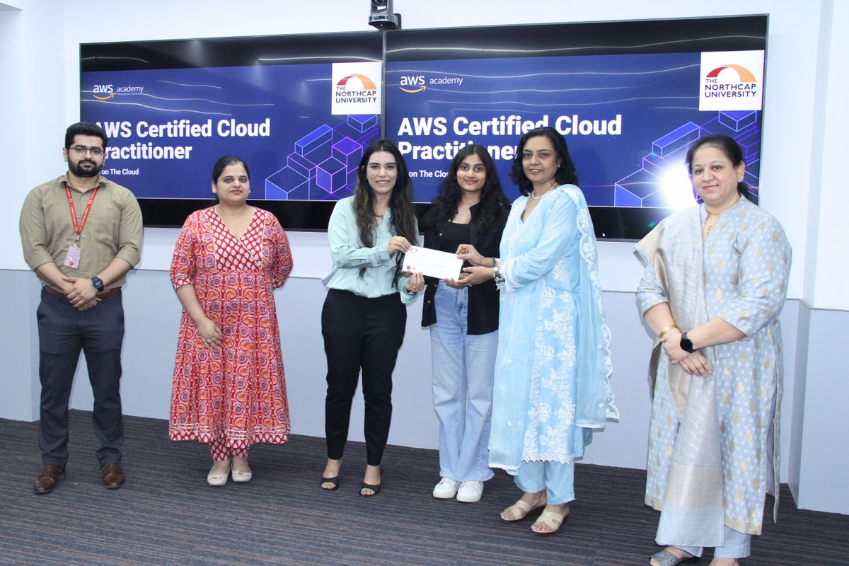 NorthCap_Univ's tweet image. Celebrating Success in Innovation and Coding Excellence at NCU! 🙌Our AWS Certified students truly shone at the recent Coding Hackathon: Embrace the Challenge, hosted by the Department of CSE on the Code Tantra platform. W

 #CodingHackathon #AWS  #Congratulations #NCUStudents