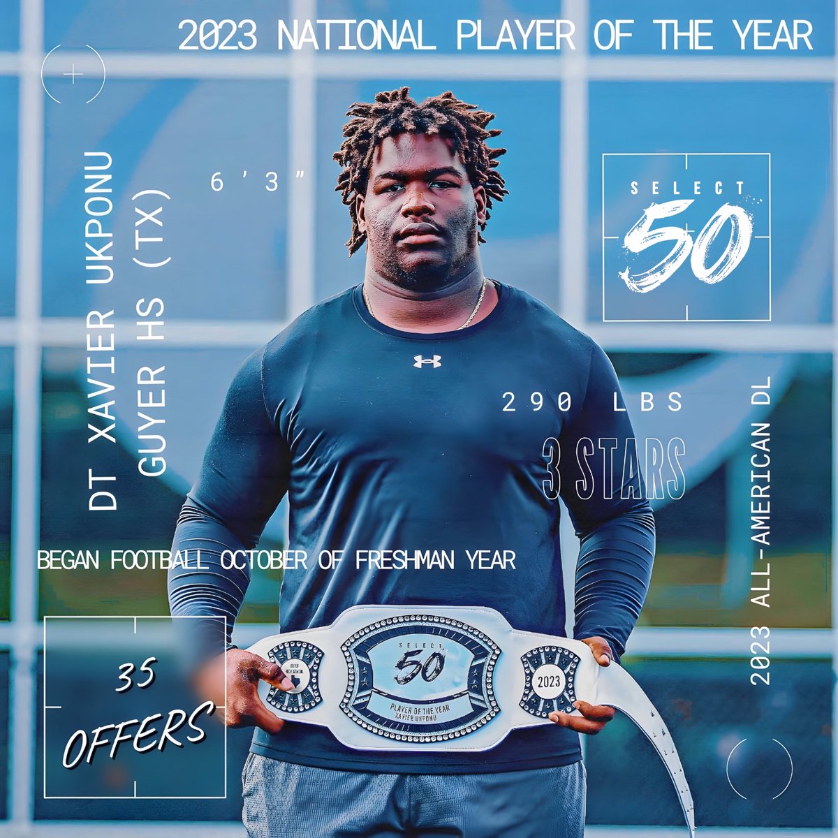 Select 50 Showcases (@select50sports) on Twitter photo DT Xavier Ukponu <a href="/DentonGuyer_FB/">Denton Guyer Football</a> (TX) was recently presented his ‘23 Nat’l Player of the Year award in front of family & friends <a href="/uscfb/">USC Football ✌️</a> <a href="/AggieFootball/">Texas A&M Football</a> <a href="/GatorsFB/">Florida Gators Football</a> <a href="/LSUfootball/">LSU Football</a> <a href="/oregonfootball/">Oregon Football</a> <a href="/CowboyFB/">OSU Cowboy Football</a> <a href="/RazorbackFB/">Arkansas Razorback Football</a> <a href="/UW_Football/">Washington Football</a> <a href="/CalRecruiting/">Cal FB Recruiting</a>
<a href="/mike_gallegos16/">Mike Gallegos</a> <a href="/XUkponu/">Xavier “❌”Ukponu</a> <a href="/Marchen44/">On Da Marc Sports🏈</a> DT Xavier Ukponu <a href="/DentonGuyer_FB/">Denton Guyer Football</a> (TX) was recently presented his ‘23 Nat’l Player of the Year award in front of family & friends <a href="/uscfb/">USC Football ✌️</a> <a href="/AggieFootball/">Texas A&M Football</a> <a href="/GatorsFB/">Florida Gators Football</a> <a href="/LSUfootball/">LSU Football</a> <a href="/oregonfootball/">Oregon Football</a> <a href="/CowboyFB/">OSU Cowboy Football</a> <a href="/RazorbackFB/">Arkansas Razorback Football</a> <a href="/UW_Football/">Washington Football</a> <a href="/CalRecruiting/">Cal FB Recruiting</a>
<a href="/mike_gallegos16/">Mike Gallegos</a> <a href="/XUkponu/">Xavier “❌”Ukponu</a> <a href="/Marchen44/">On Da Marc Sports🏈</a>