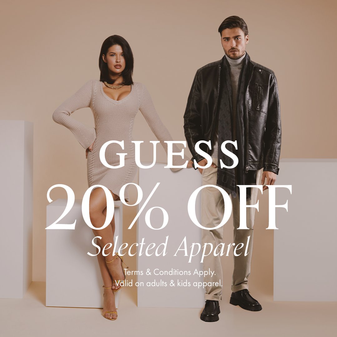 Elevate your Winter wardrobe with 20% off selected styles #LoveGUESS Shop now at GUESS Ends 12 May 2024. Valid on selected ladies, men’s & kids styles. Terms & Conditions Apply. #IconicSandton #IconicMoms #MothersDay #CelebrateMomWithSandtonCity #GUESS