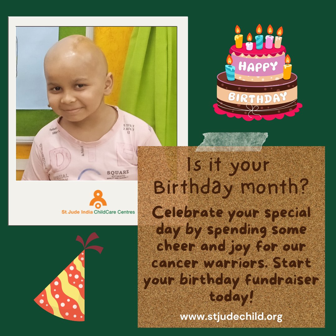 Celebrate your birthday this year by supporting children battling cancer. Donate here stjudechild.org and give them the best chance of fighting the disease.

#stjudesindia #donatenow #help #support #SharePost #costfreeaccommodation #cancerwarriors