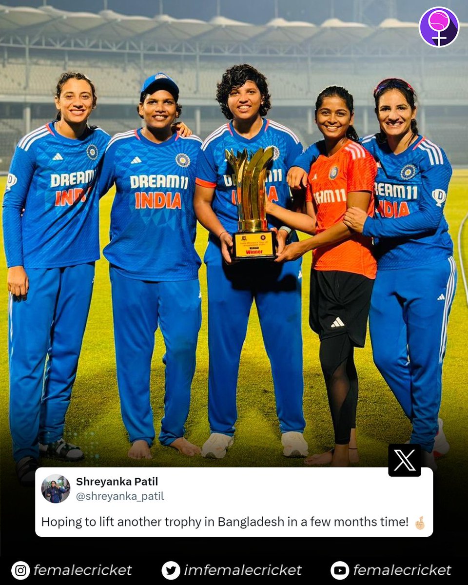 Shreyanka Patil wishes to lift another trophy in Bangladesh 🏆 

#CricketTwitter #BANvIND