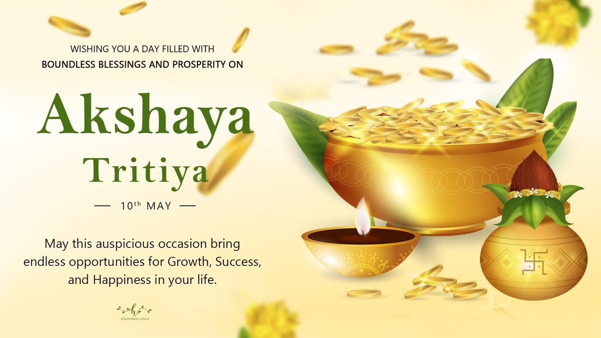 May this #AkshayaTritiya fill your life with peace, prosperity and harmony. May you find courage to overcome all the obstacles, advance towards realizing your goals and attain innumerable joys and happiness in life. #akshayatritiya2024 #अक्षयतृतीया